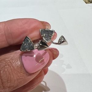 Kendra Scott Perry Silver Ear Jacket in Steel Gray Drusy.